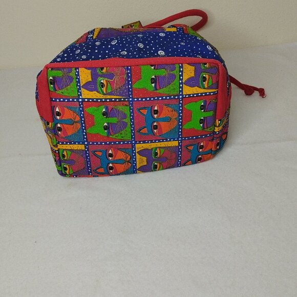 Laurel Burch Red Tote Bag Cat Print Sequins w/Tag & Block Sun N Sand Vintage - Picture 10 of 16